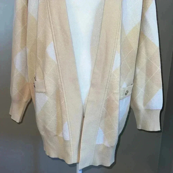 Sandro Beige and White Diamond Cardigan - Picture 3 of 12